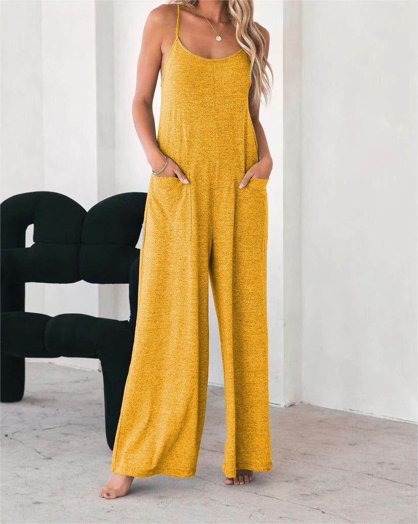 Dame Løs Jumpsuit med bredt skåret ben og praktiske lommer Stilla