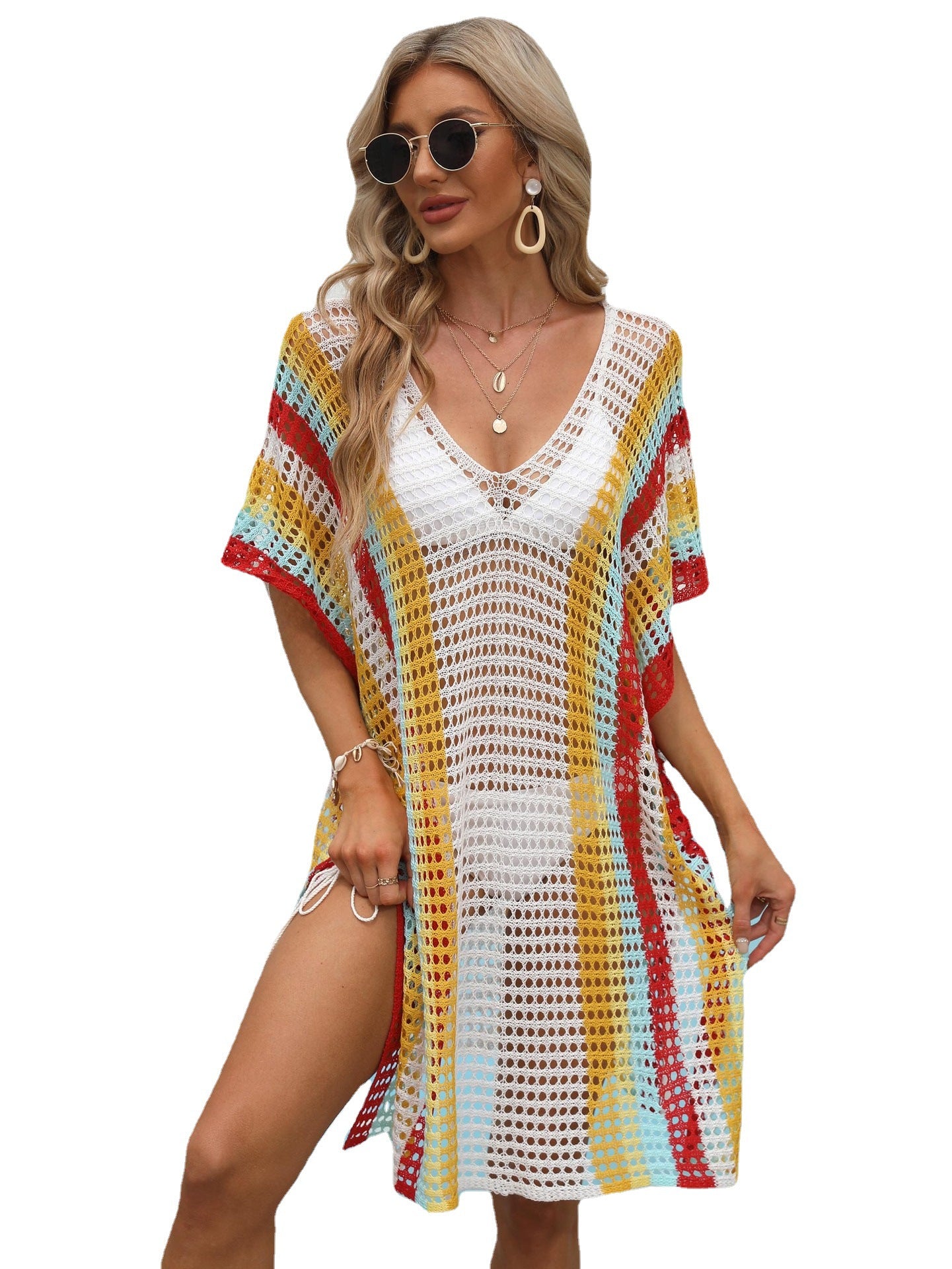 Dame Åben Netstrik Strand Betræk Kjole Stilla