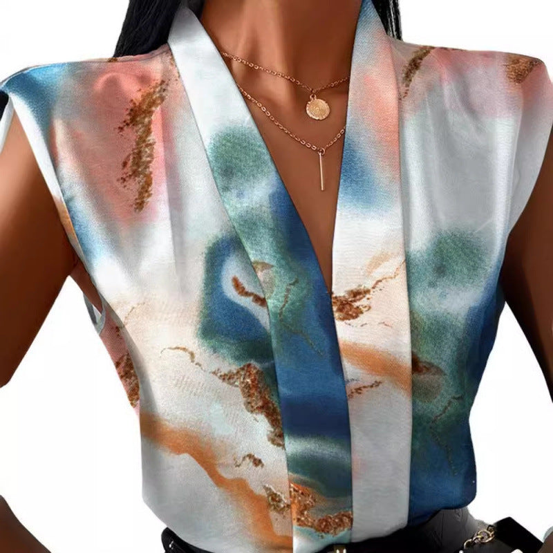 Dame Elegant Abstrakt Tryk Bluse Stilla