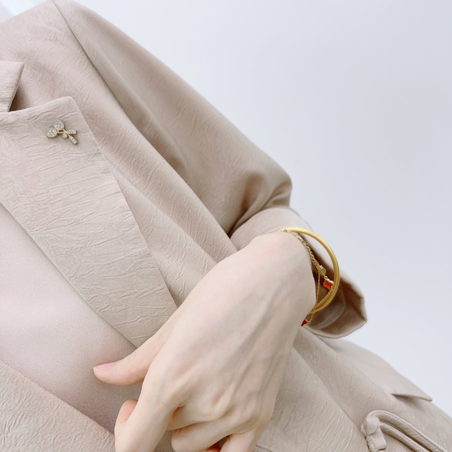 Dame Elegant Blazer-Bukser-Sæt med taljebinding og modetrendy snit Stilla