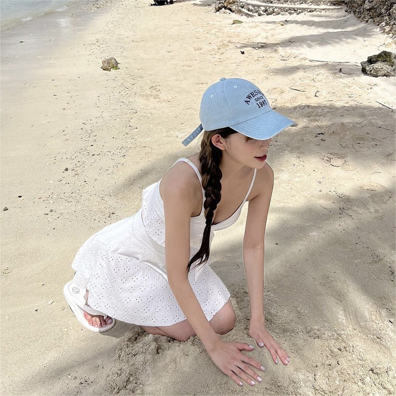 Dame Crop-Top og Skørt Sæt med luftig Broderi Stilla