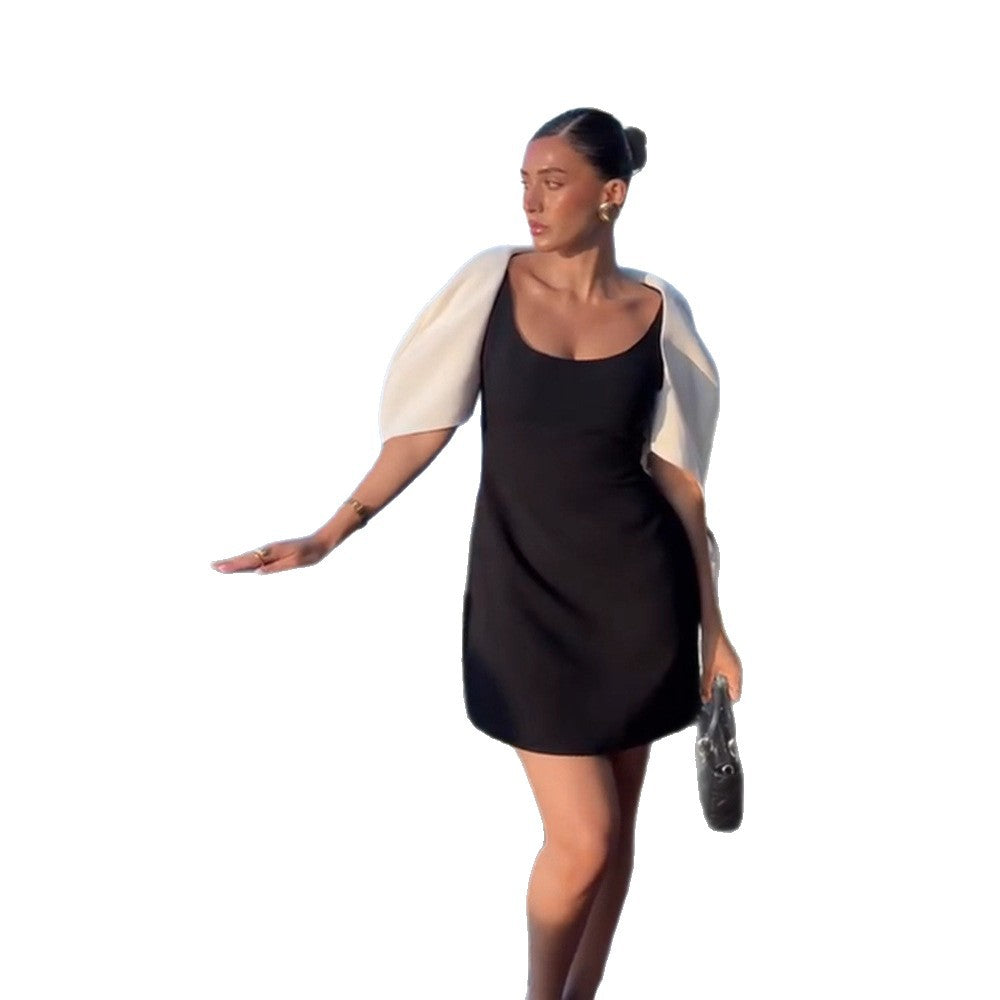 Dame Elegant kjole med skulderfri design og voluminøse ærmer Stilla