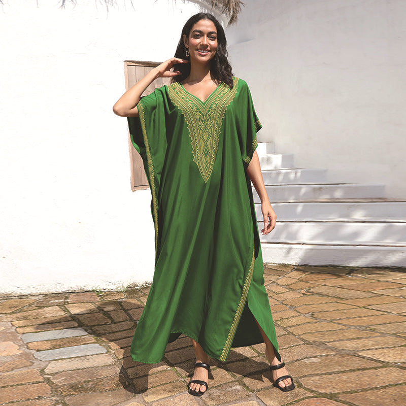 Dame elegant Kaftan med kunstneriske broderier Stilla