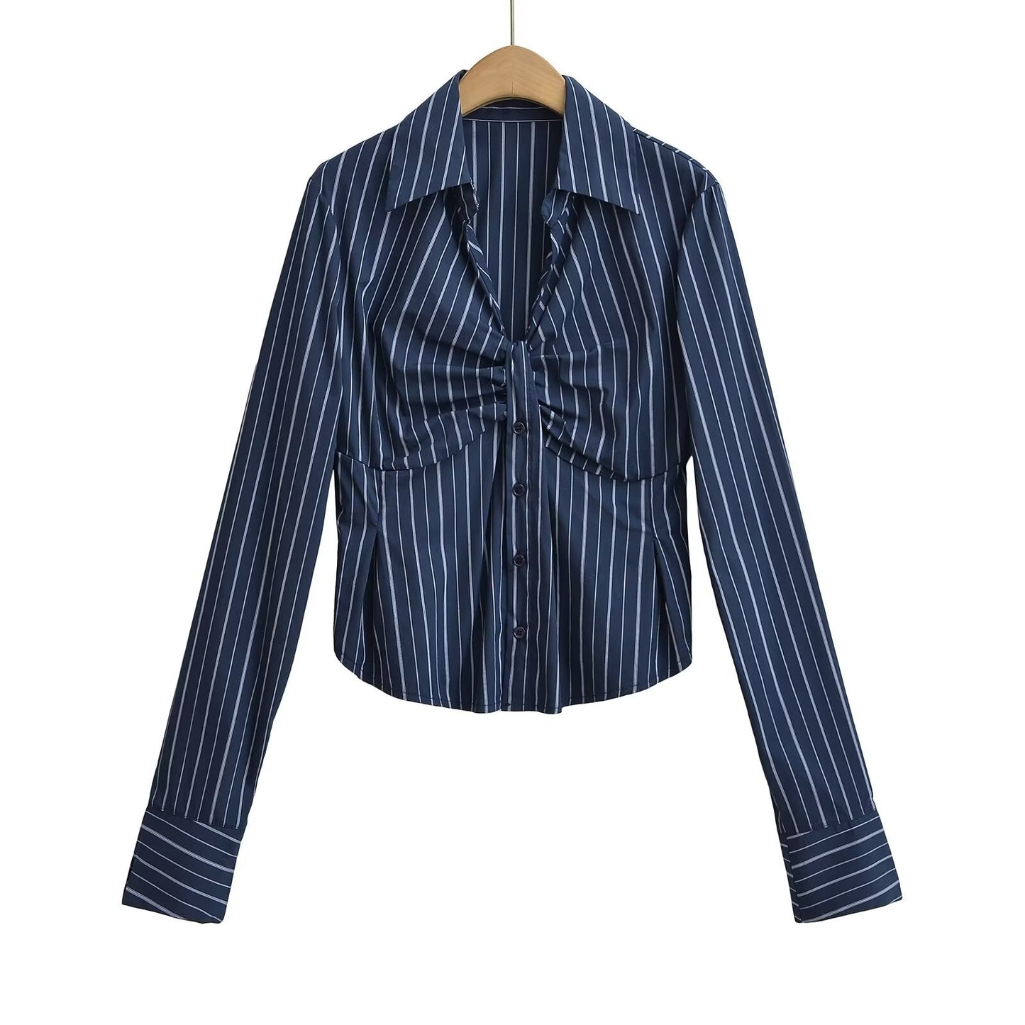 Dame figursyet ternet skjorte med elegante draperingsdetaljer Stilla