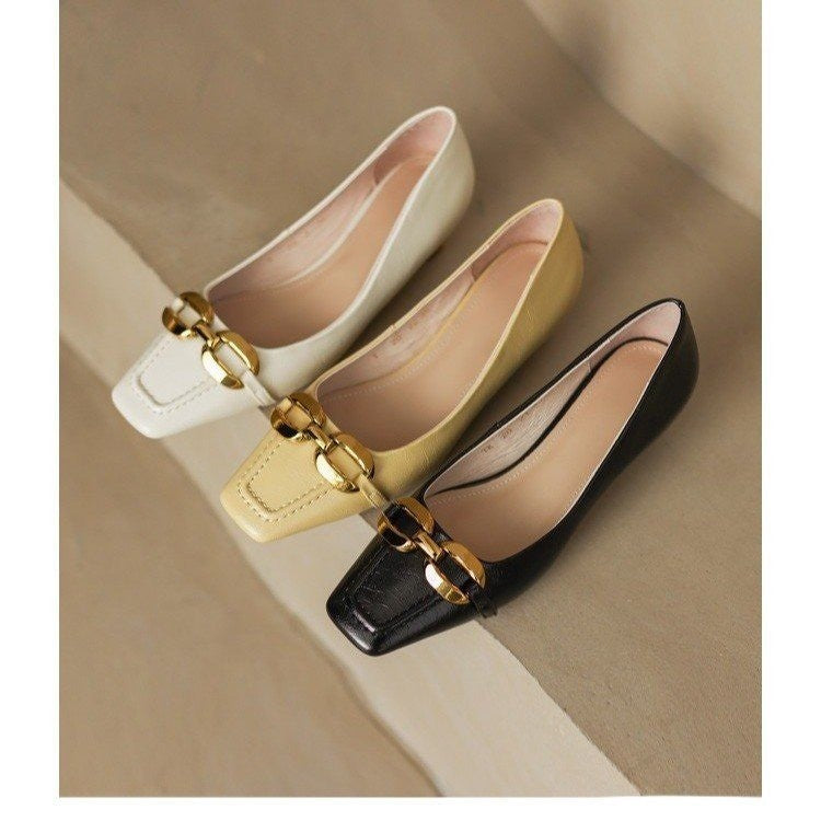 Dame Elegant Firkantet Tåflade med Dekorativ Kæde-Detalje Stilla