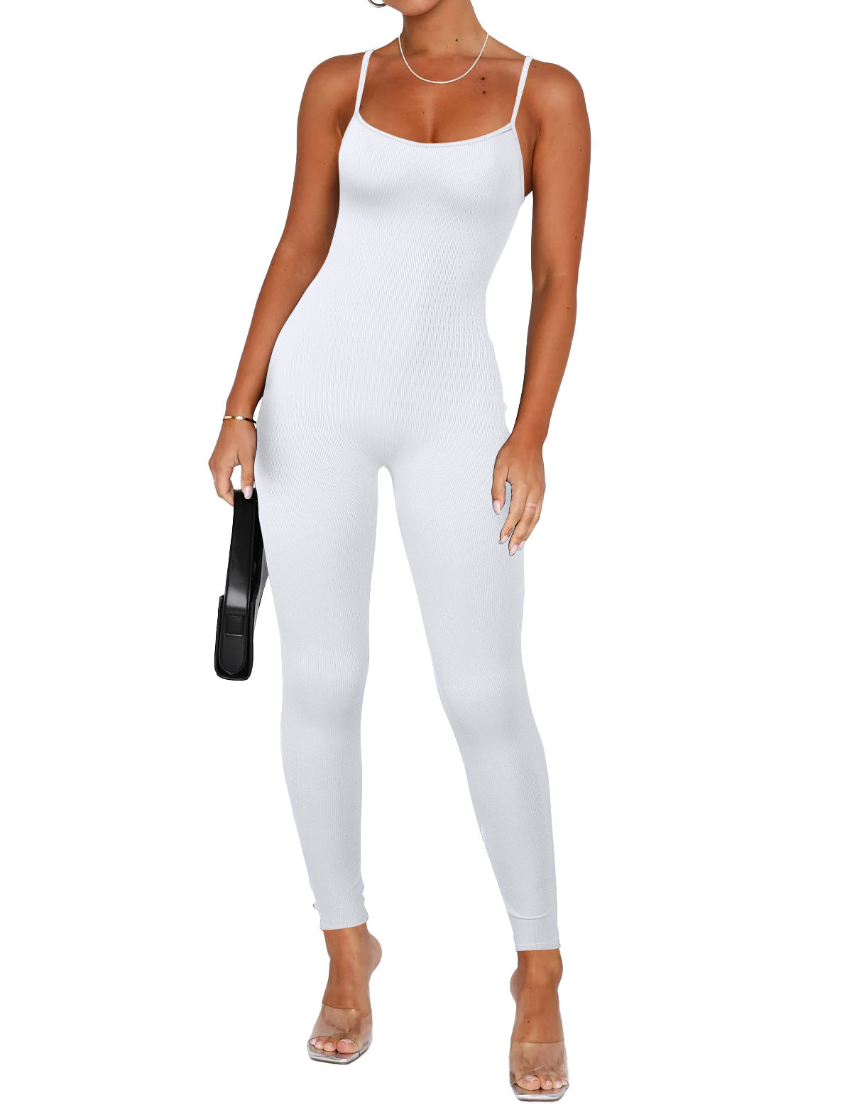 Dame figursyet jumpsuit med ribbet tekstur Stilla