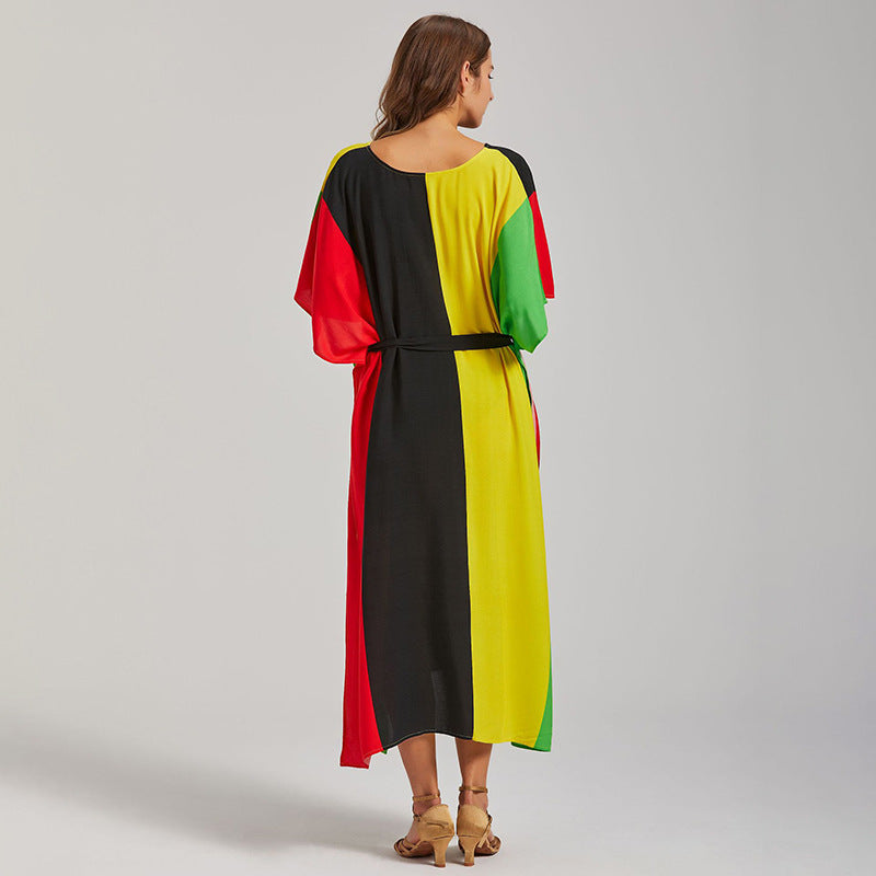 Dame Diverse farverige Kaftanrobe med bindebælte Stilla
