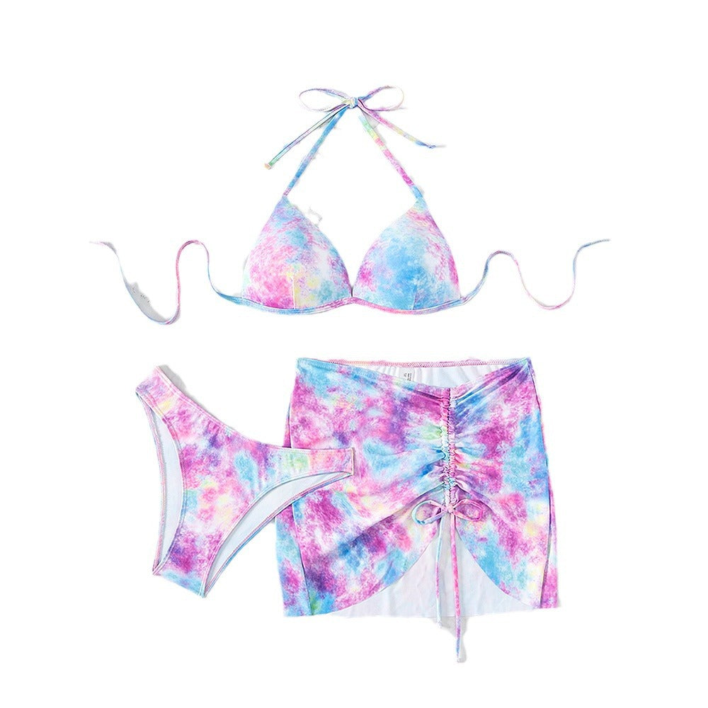 Dame triangel-bikini med moderne omslagsskjørt og justerbare stropper Stilla