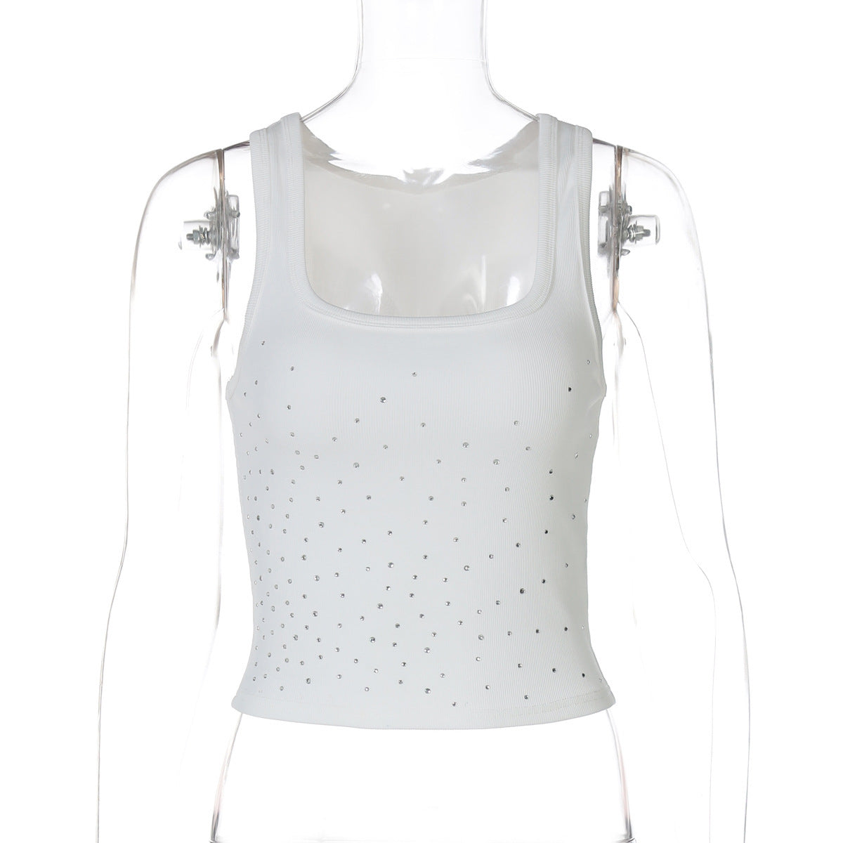 Dame Elegant crop top med funklende strasssten Stilla
