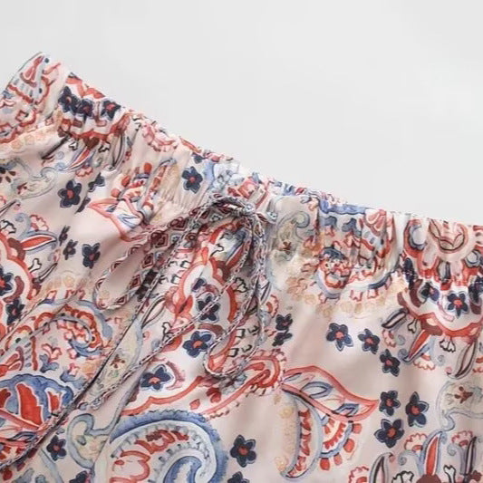 Dame afslappede bukser med blomstret mønster og elastisk talje Stilla