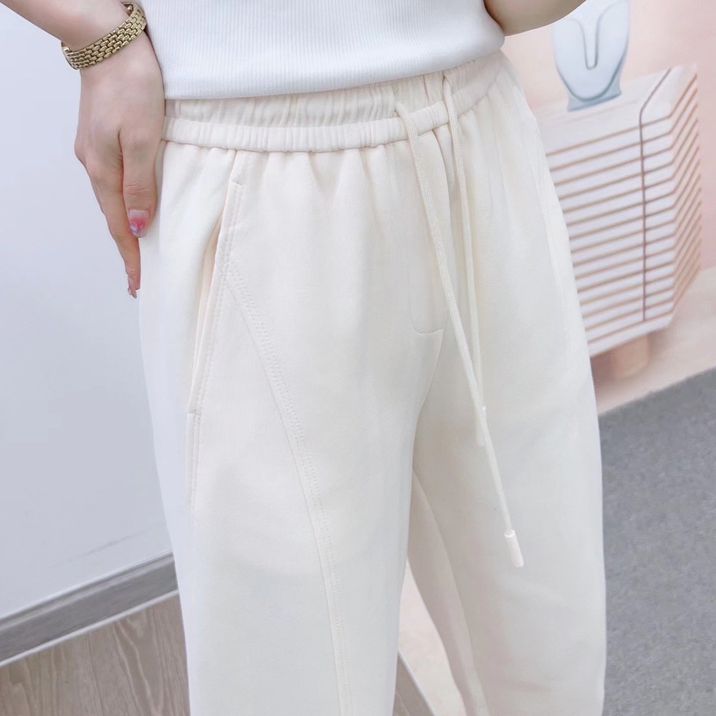 Dame elegant fritidsbukser med elastisk talje og sidelommer Stilla