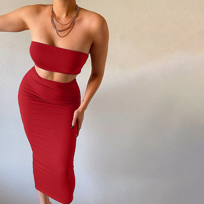 Dame Crop-Top og Midi-Nederdel Sæt med figursyet Design Stilla