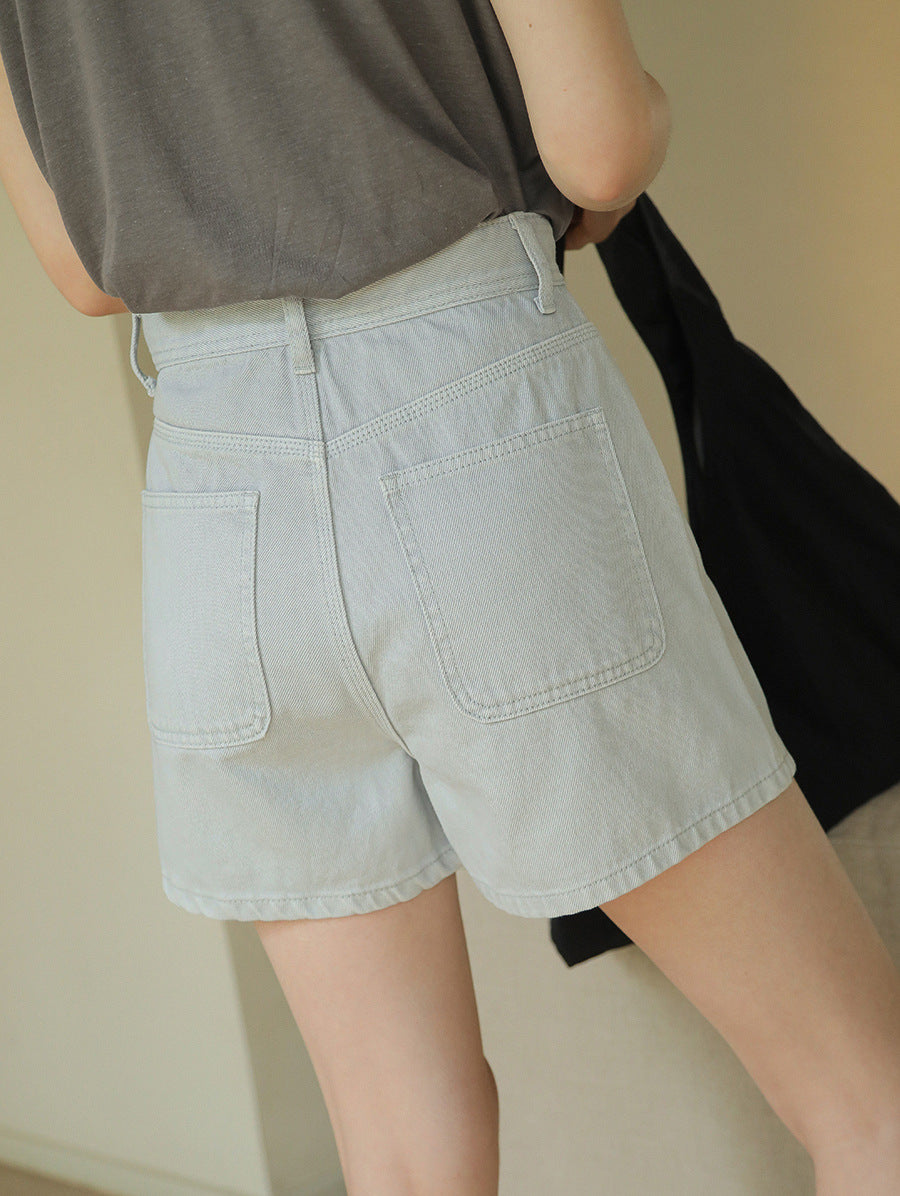 Dame afslappede denim-shorts med elegant bindebælte og komfortabel pasform Stilla