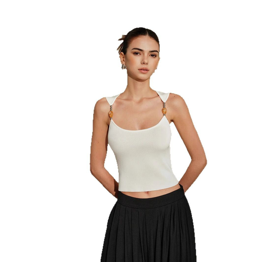 Dame Cropped Top med elegante stropper og dekorative detaljer Stilla