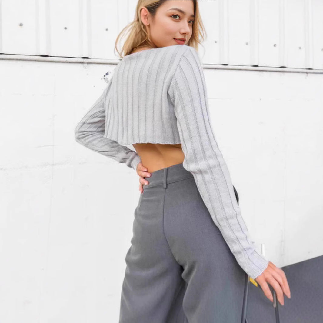 Dame cropped strikoverdel Stilla