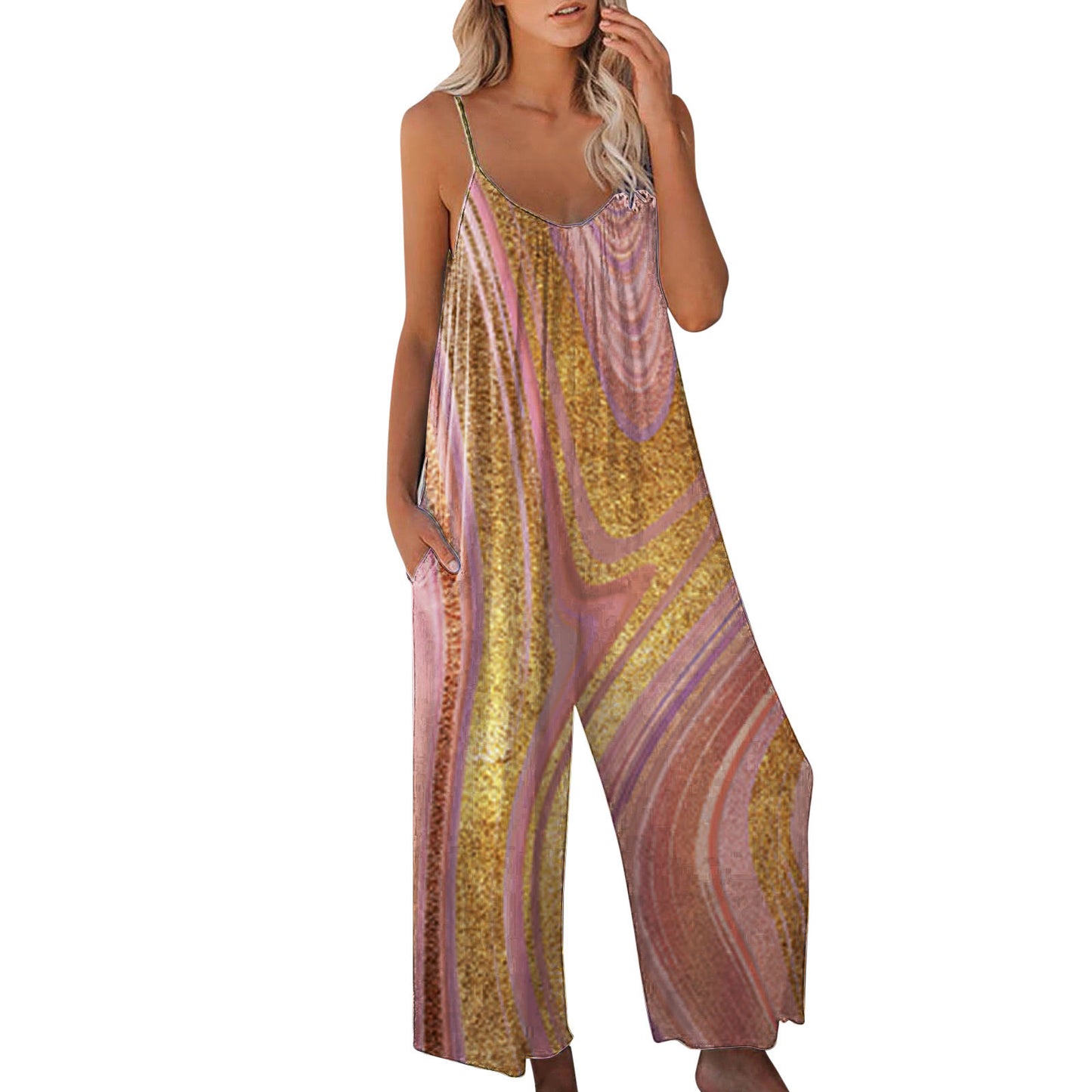 Dame Lang Jumpsuit med sidelommer og omvendt farvegradient Stilla