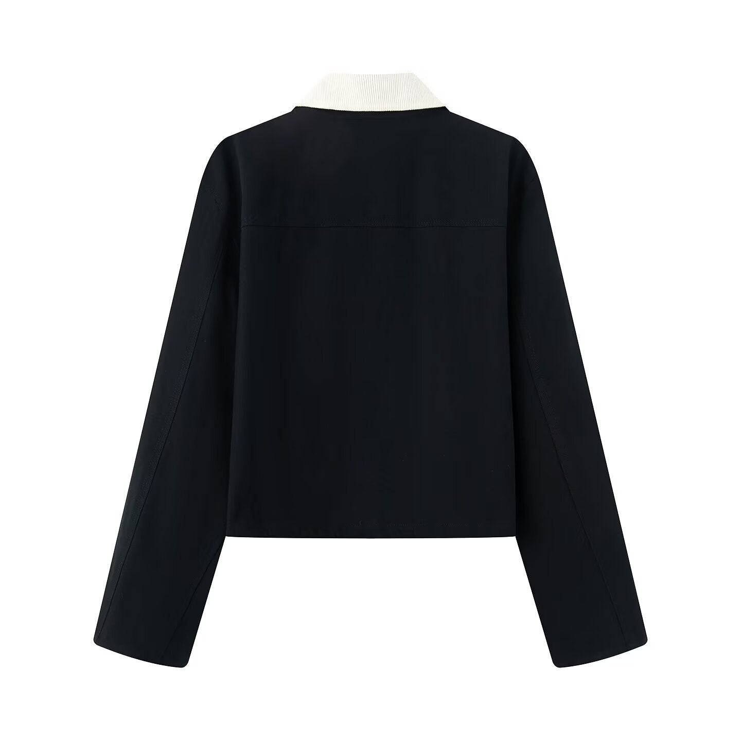 Dame afslappet jakke med kontrastfarvet krave og praktiske lommer Stilla