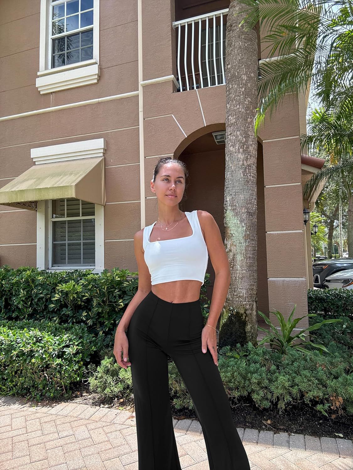 Dame elegant høj talje bukser med sidelids og figursyet pasform Stilla