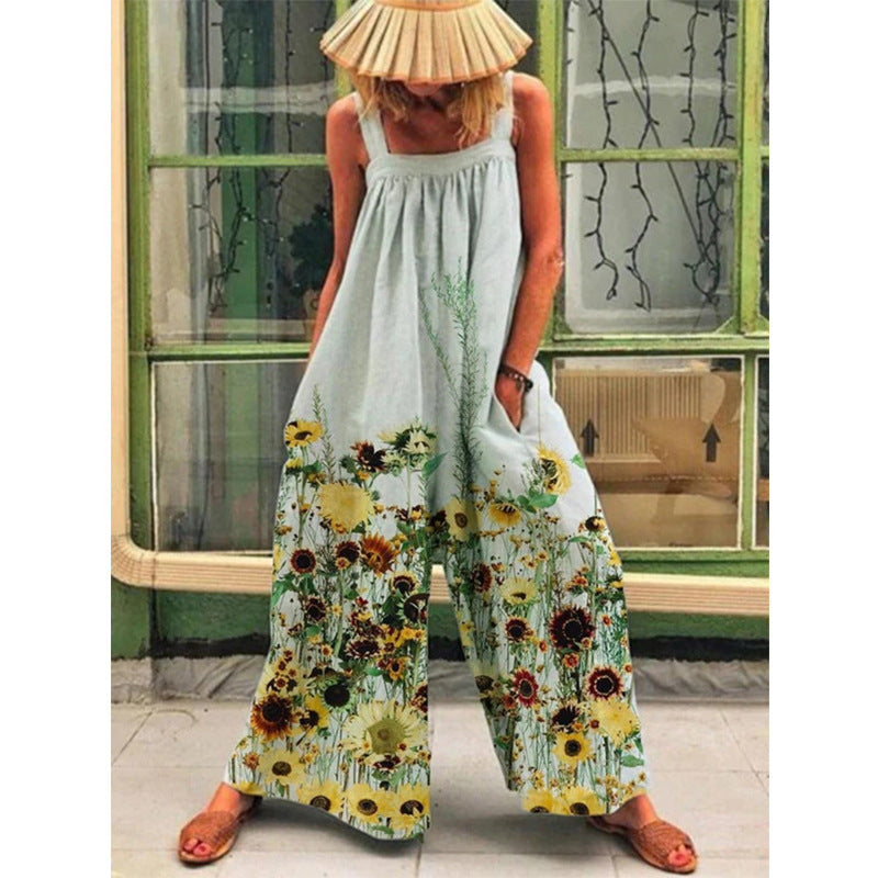 Dame bredt skåret sommer-jumpsuit med raffineret farvegradient Stilla