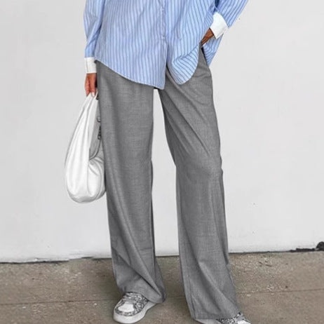 Dame elegant fold-bukser med høj talje og bred ben Stilla