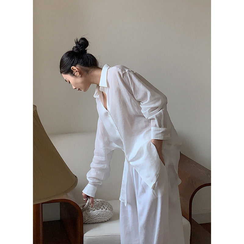 Dame afslappet skjorte med åndbar struktur og moderne snit Stilla