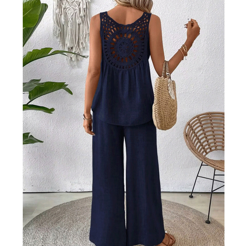 Dame rummelig jumpsuit med elastisk talje og ærmeløs design Stilla