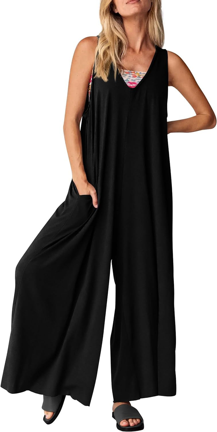 Dame jumpsuit i blødt materiale med sidelommer Stilla