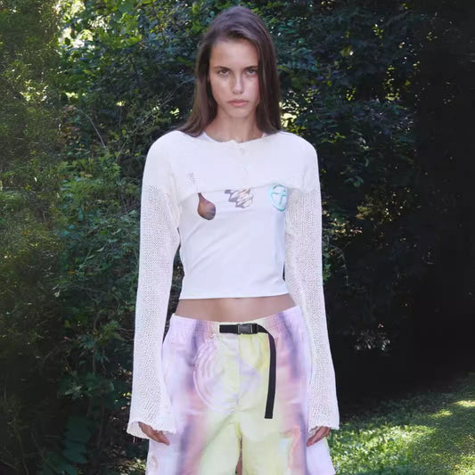 Dame Cropped Kogleærmet Strikoverdel Stilla