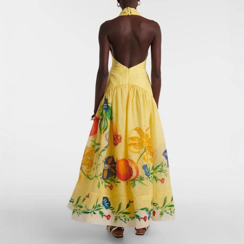 Dame Elegant Floral Halterneck Maxikjole Stilla