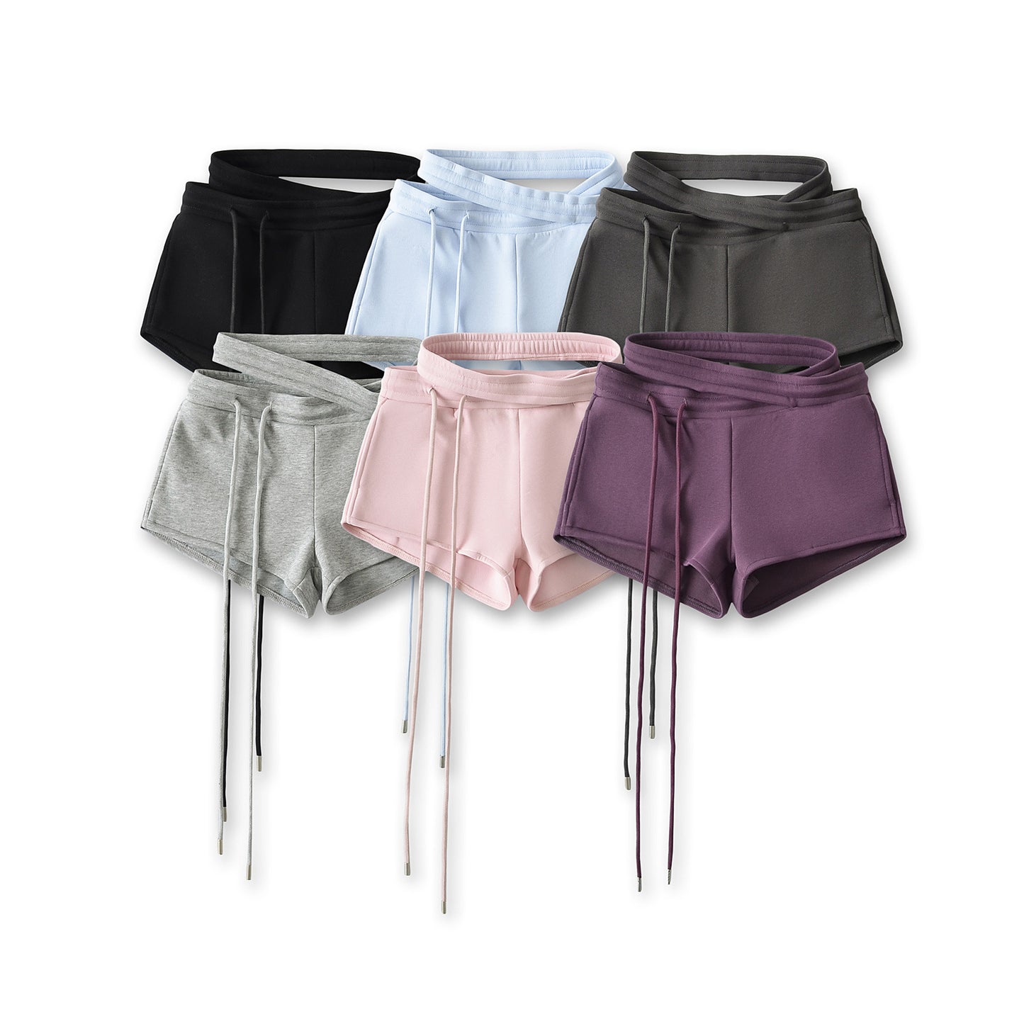 Dame Sporty Kort Shorts med innovativt indpakningsdesign og elastisk talje Stilla
