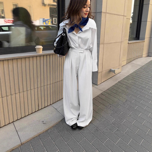 Dame elegant jumpsuit med bredt ben og karakteristisk krave Stilla