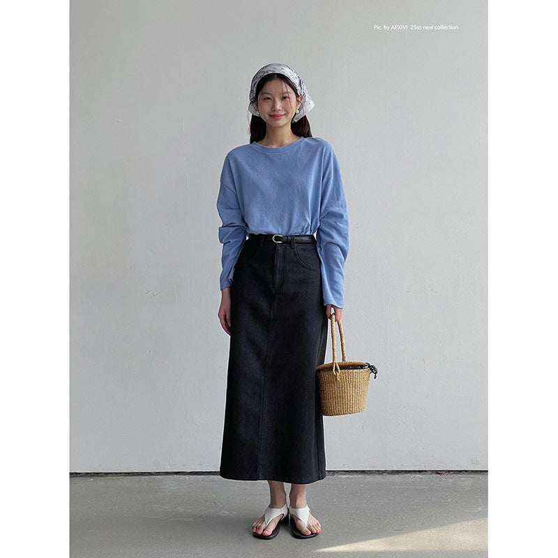 Dame afslappet langærmet skjorte lavet af blød bomuldsblanding med moderne design Stilla