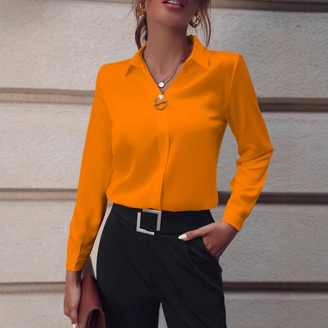 Dame elegant bluse med moderne krave Stilla