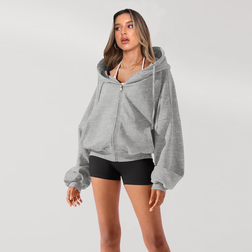 Dame afslappet oversized hættepullover med kvalitets lynlås og praktiske lommer Stilla