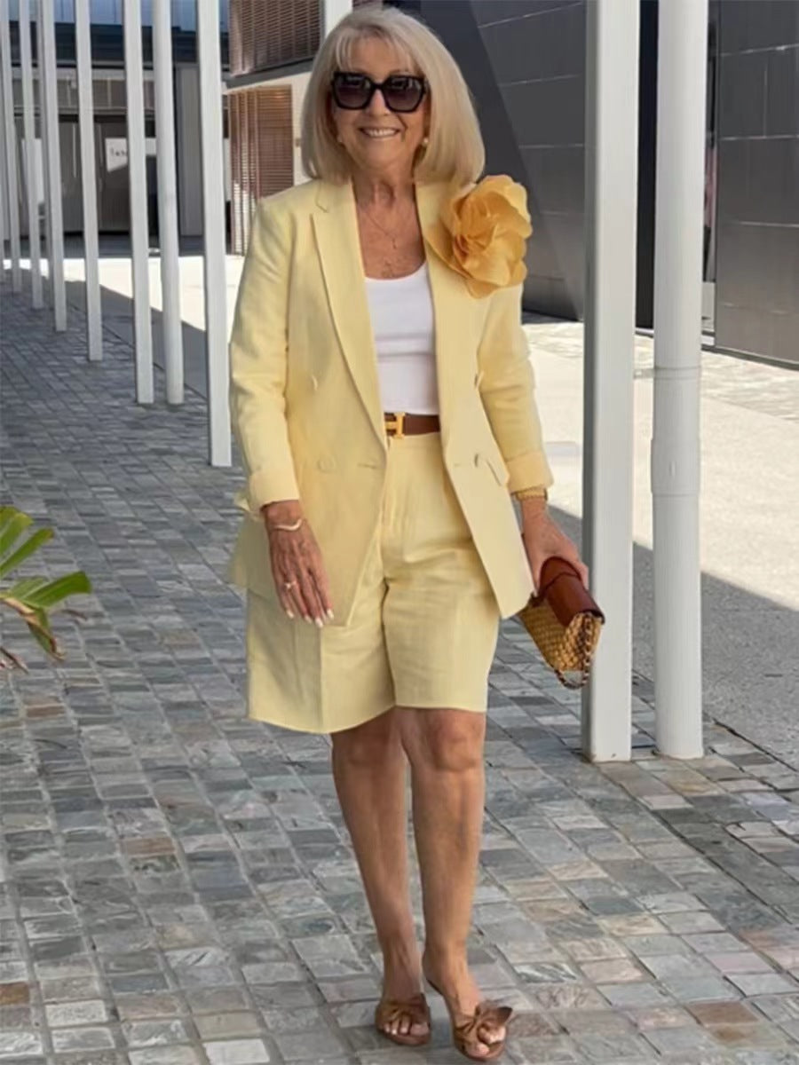 Dame Elegant fritidsblazer-sæt med shorts Stilla