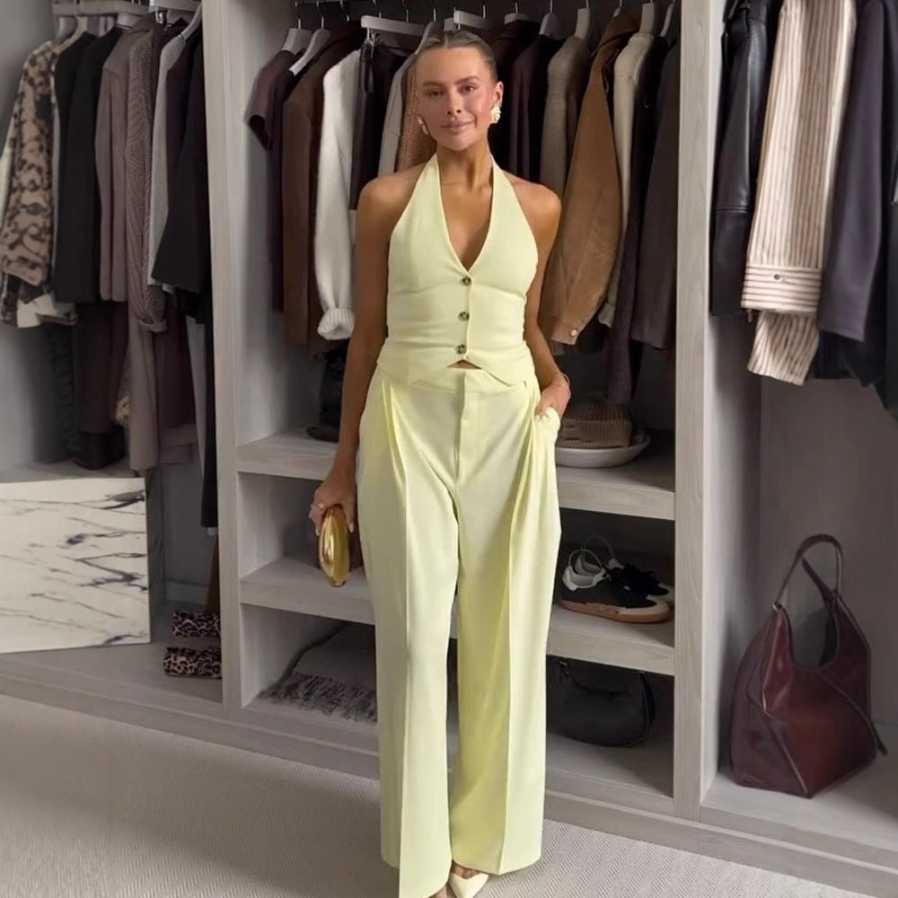 Dame elegant jumpsuit med figursyet overdel og vide ben Stilla