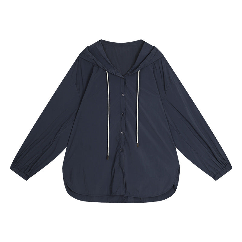 Dame afslappet bluse med hætte og løs pasform Stilla