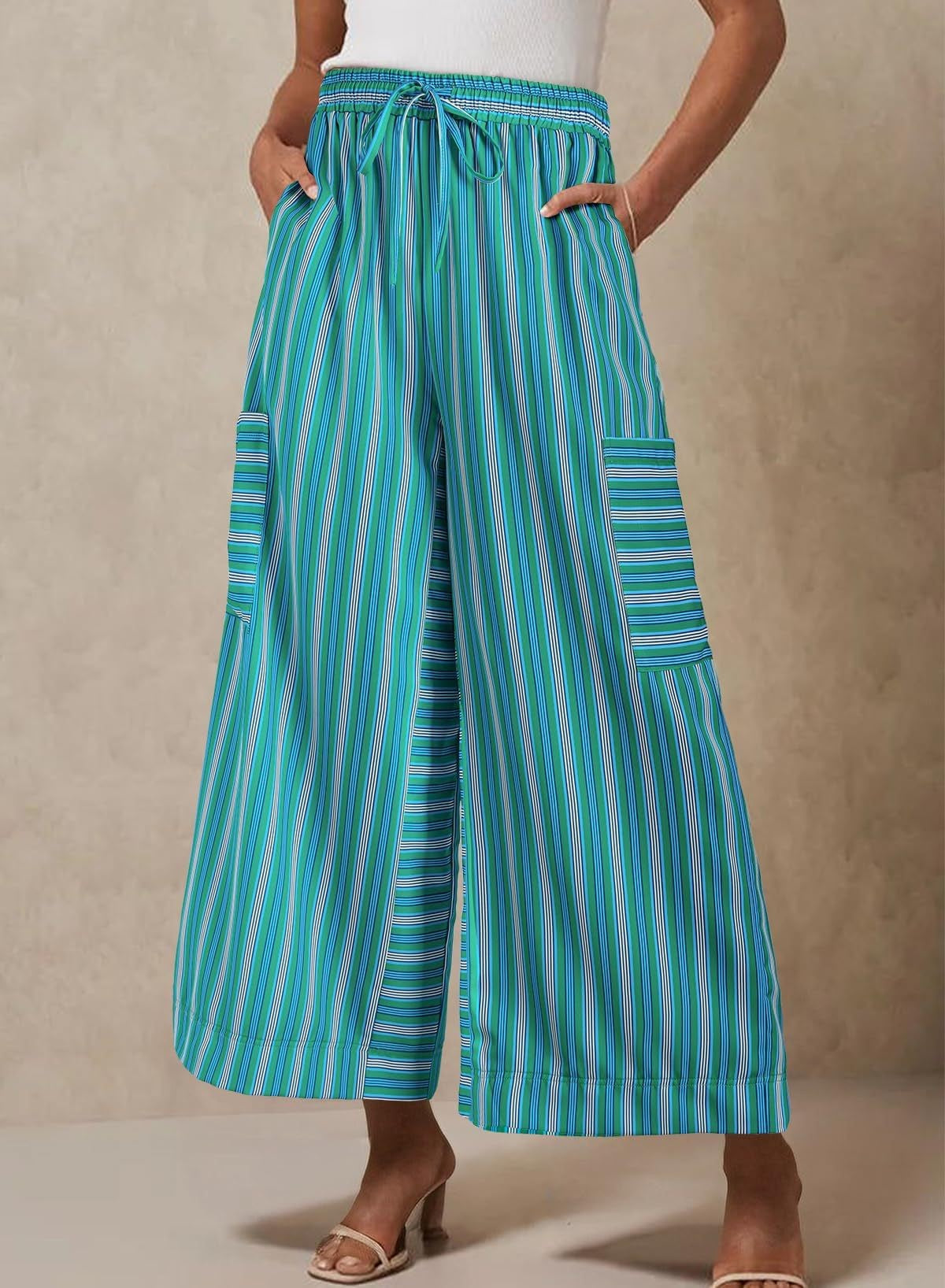 Dame afslappede Palazzo-bukser med lige snit og sidelommer Stilla