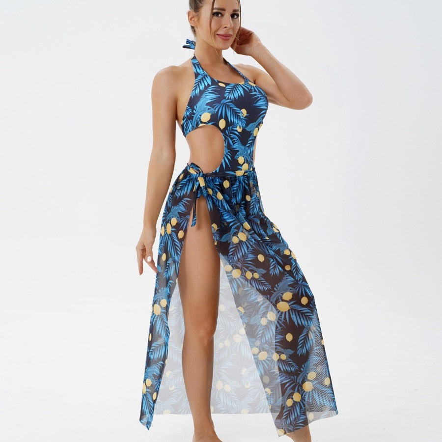 Dame Cut-Out Badedragt med transparent Strandkjole Stilla