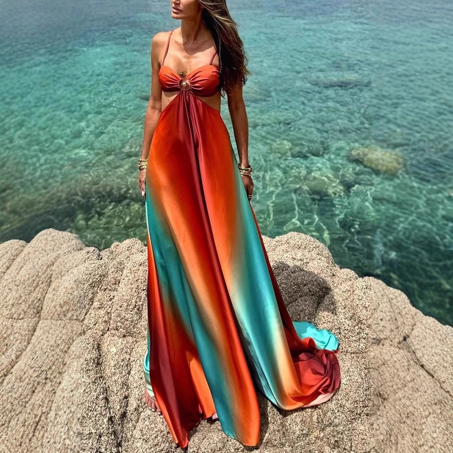 Dame Cut-Out Maxikjole med raffineret Bustier Stilla