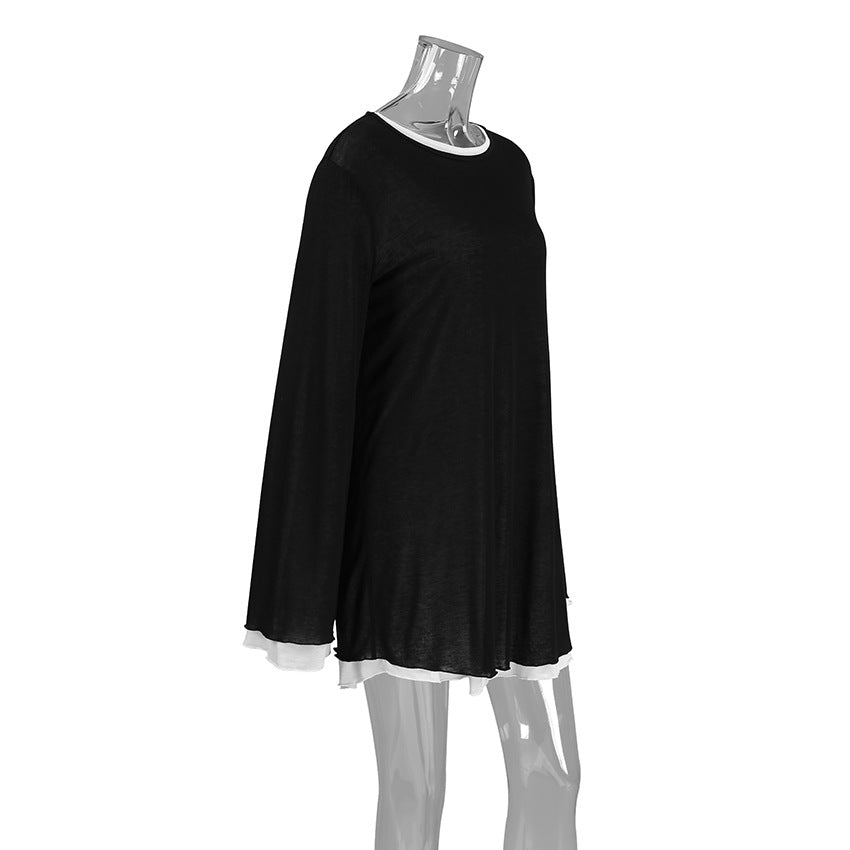 Dame afslappet langærmet sweater med kontrasterende afslutninger Stilla