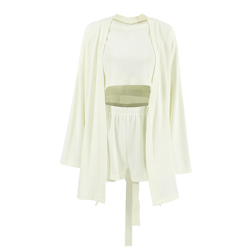 Dame afslappet lounge-sæt med let kimono og behagelige shorts Stilla