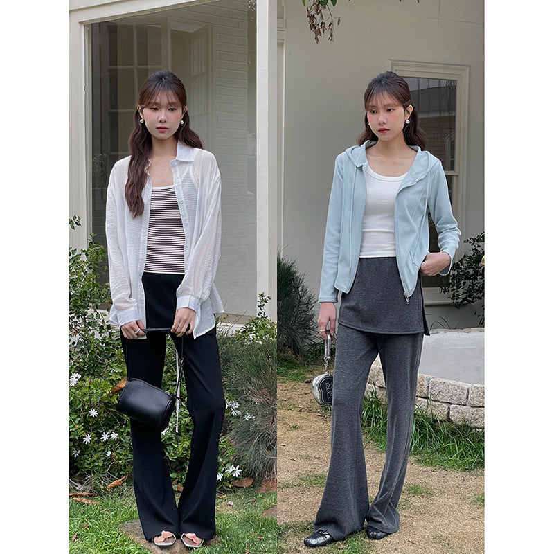 Dame afslappet loungbuks med bredt skåret ben og elastisk talje Stilla