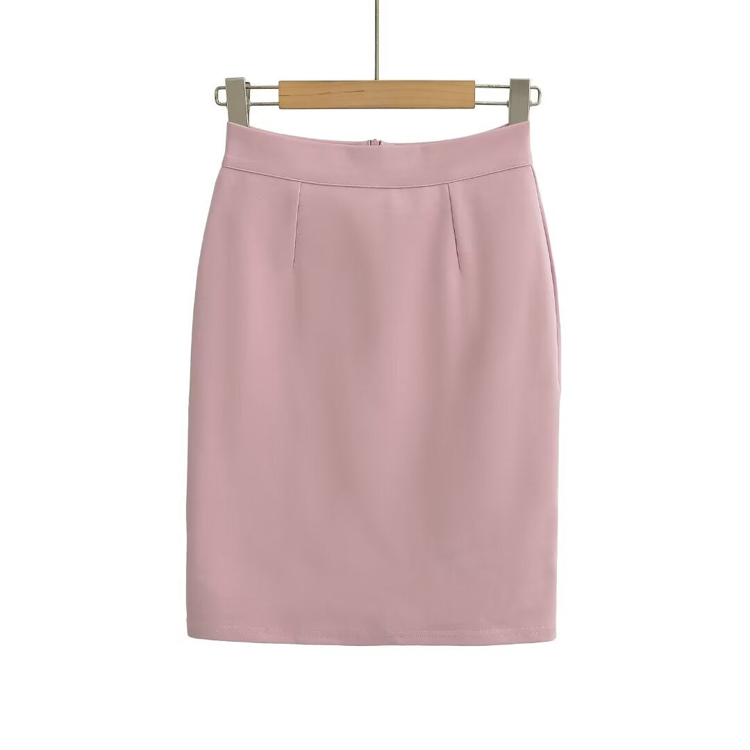 Dame elegant blyantskjørt med raffineret plissédesign og glat materiale Stilla