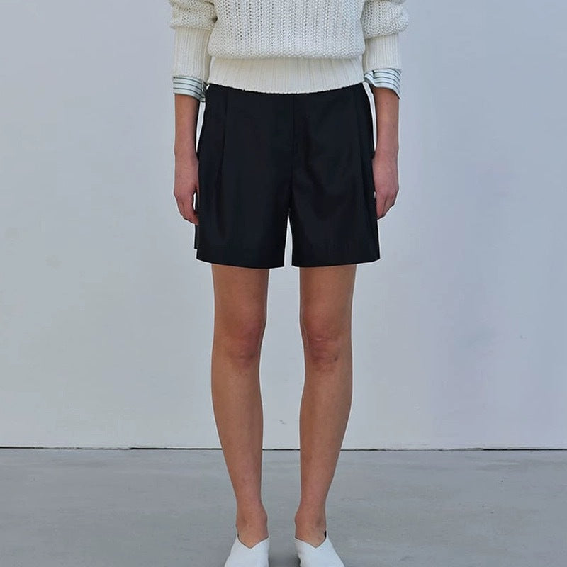 Dame elegant højvandsbukser med moderne folder og elastisk bælt Stilla