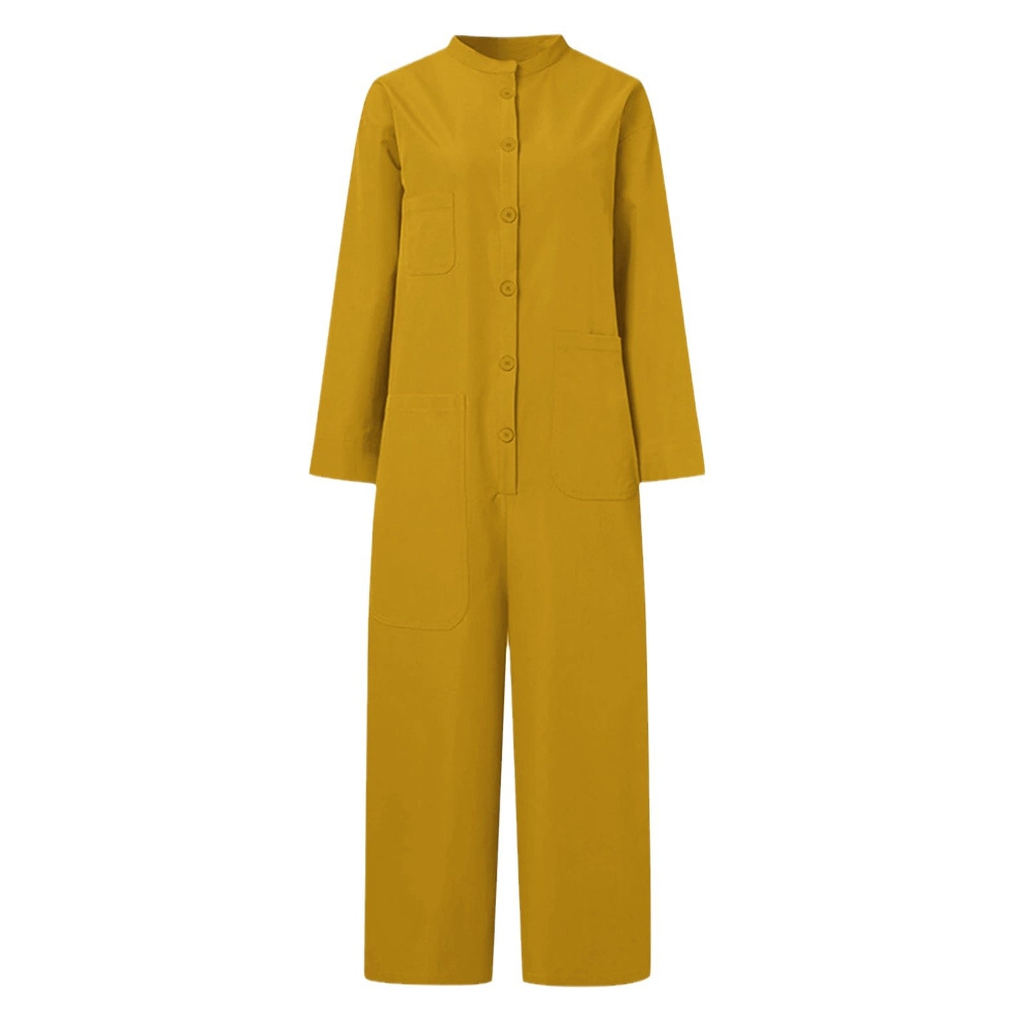 Dame Casual Jumpsuit med overdimensionerede lommer og knaplukning Stilla
