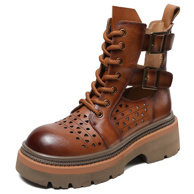 Dame Cut-Out Chunky Onyx Støvler med unikt spænde-detalje Stilla