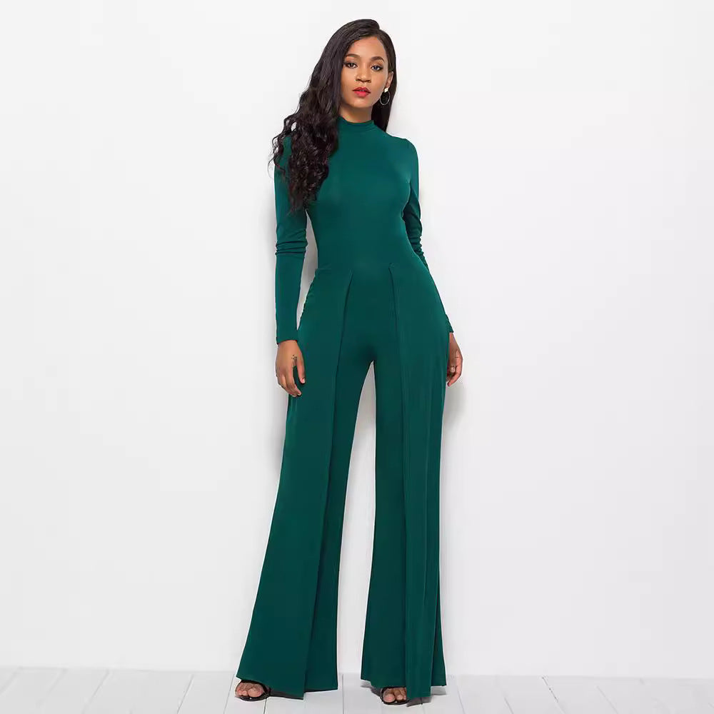 Dame Elegant Jumpsuit med højhalset design og vide ben Stilla