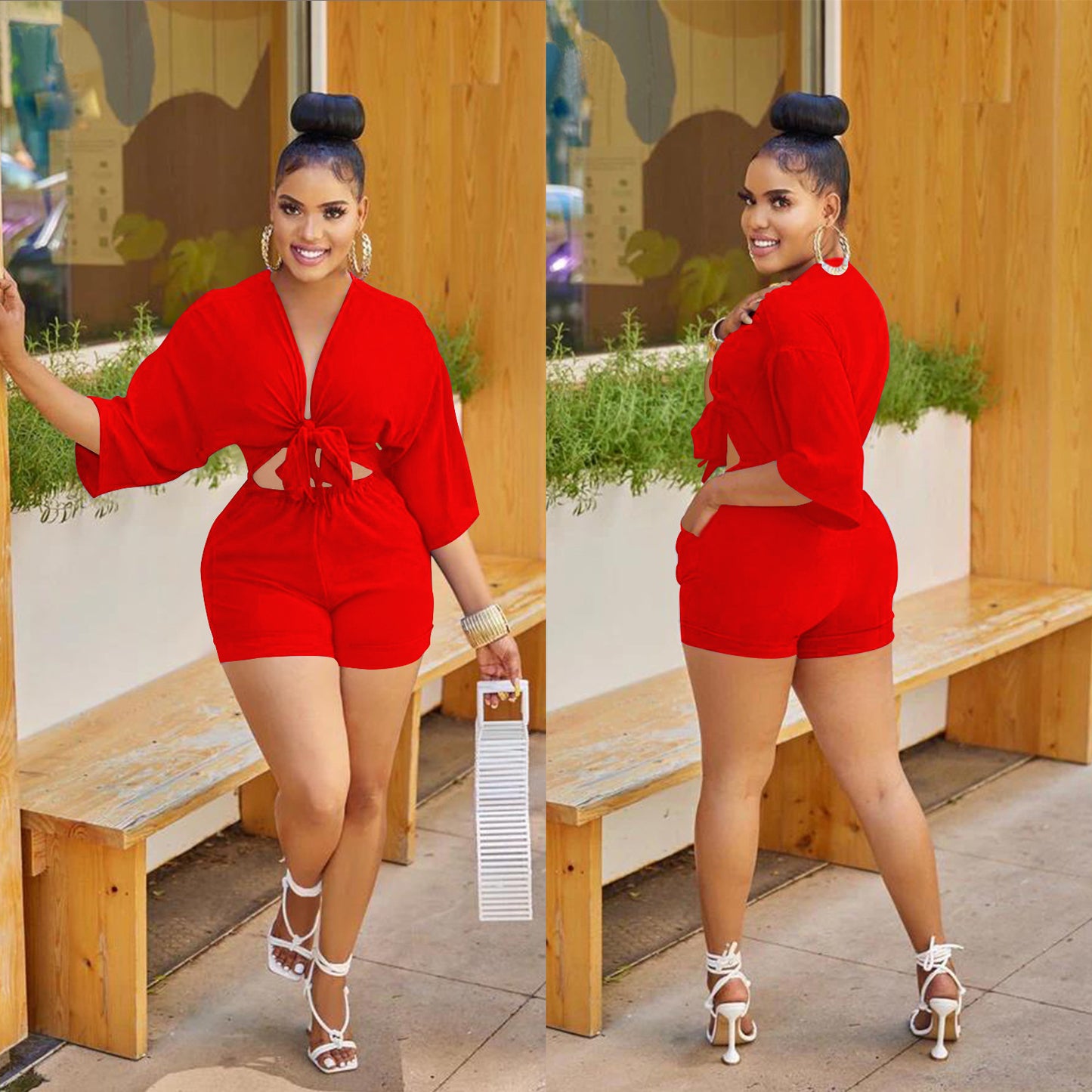 Dame moderne Cut-Out Jumpsuit med elegant knude-detalje Stilla