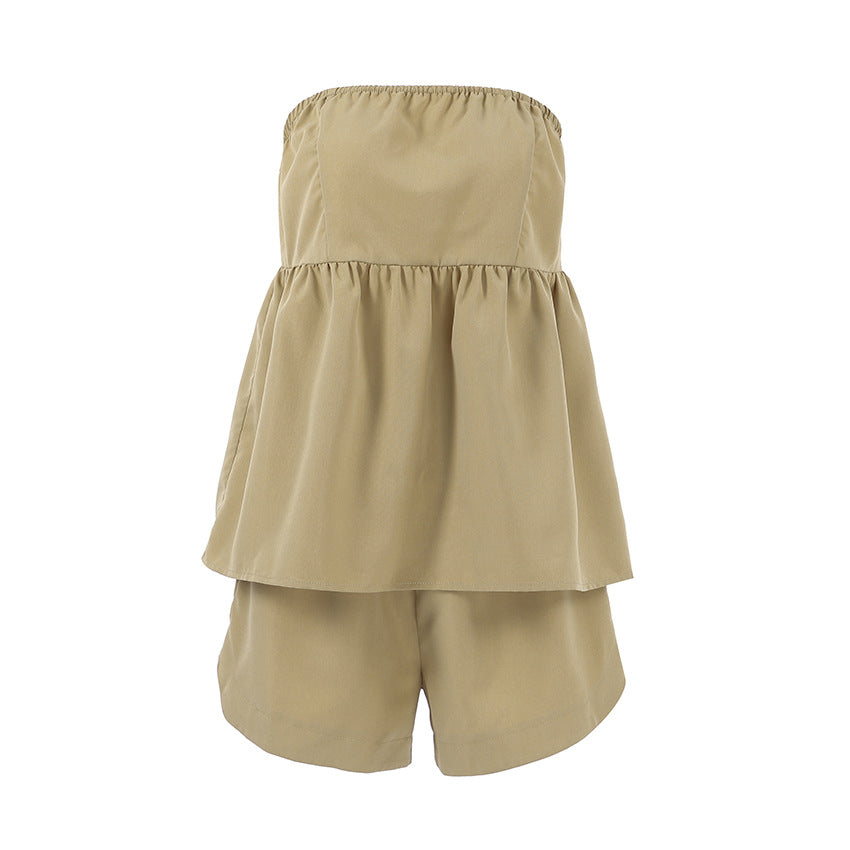 Dame strapless top med flydende snit og matchende bukser Stilla